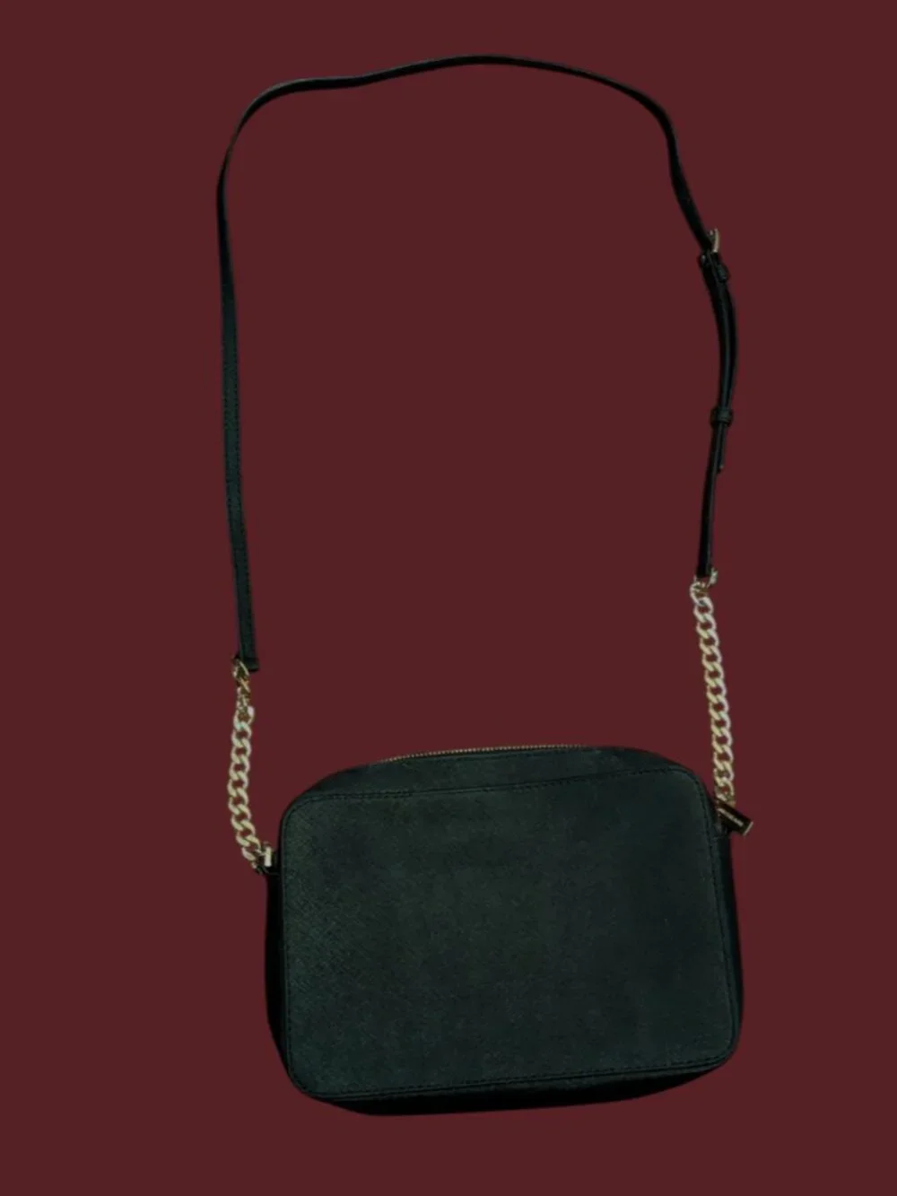 Michael Kors Black Jet Set Saffiano Leather Crossbody Purse Size 9